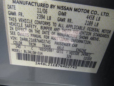 2007 Nissan Altima 3.5 SE